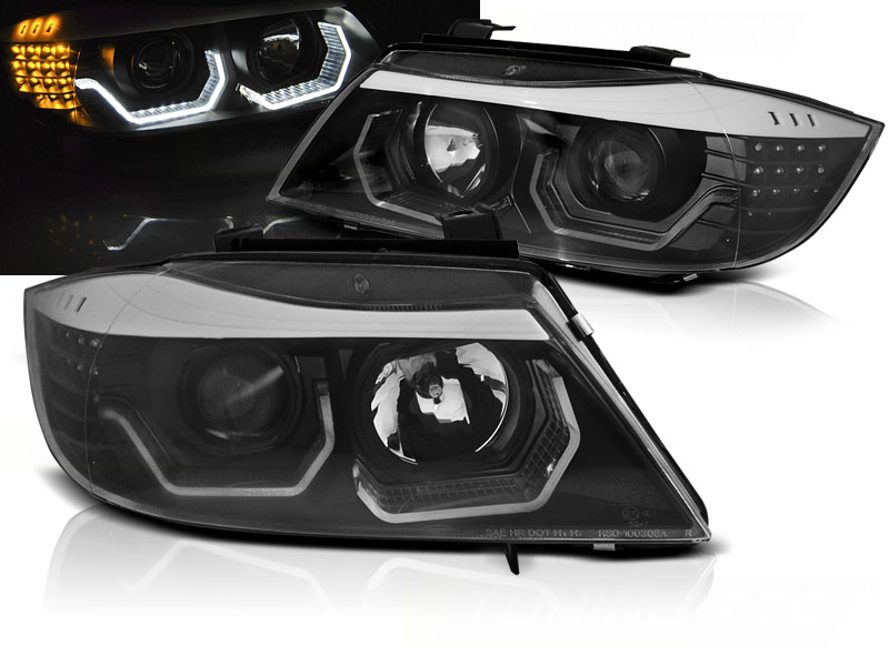 Predné svetlá BMW E90 / E91 05-08 Angel Eyes 3D LED Black