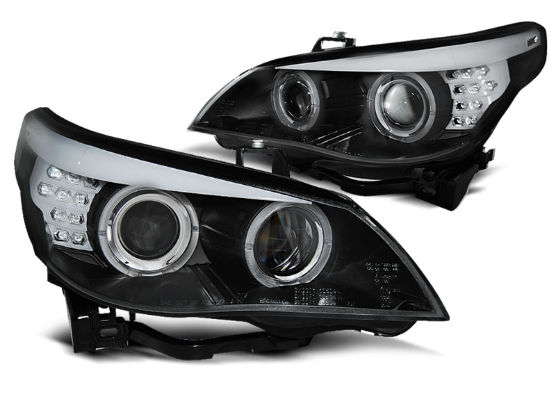 Predné xenónové svetlá BMW E60 / E61 03-04 D2S Angel Eyes LED smerovka Black