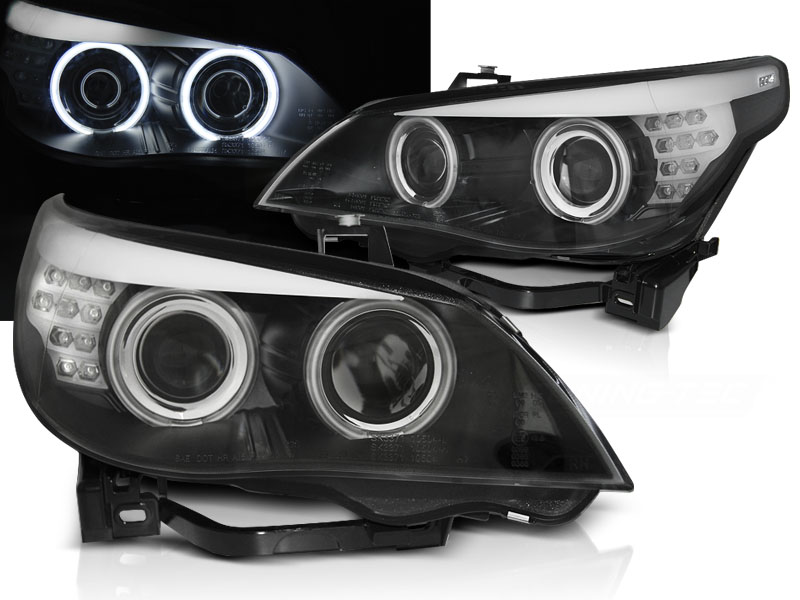 Predné xenónové svetlá BMW E60 / E61 03-04 D2S CCFL Angel Eyes LED smerovka Black
