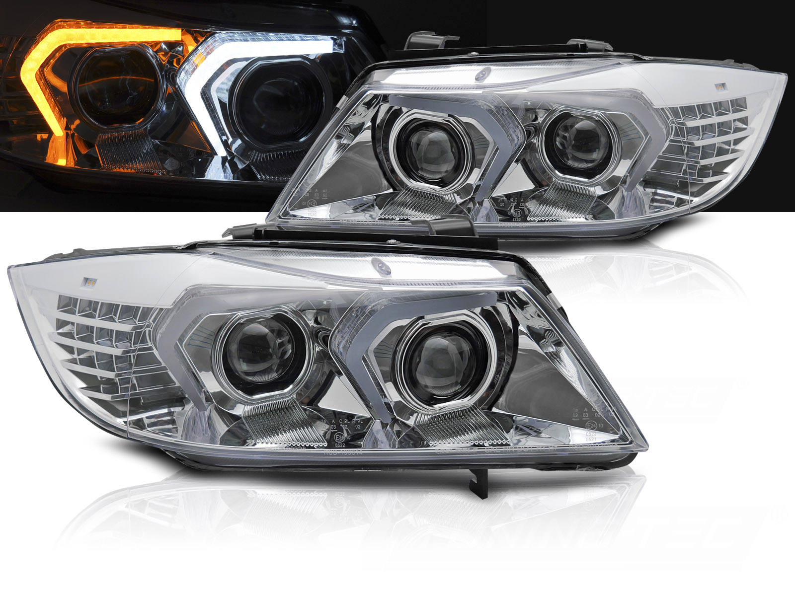 Predné Full LED svetlá BMW E90 / E91 05-08 Chrome