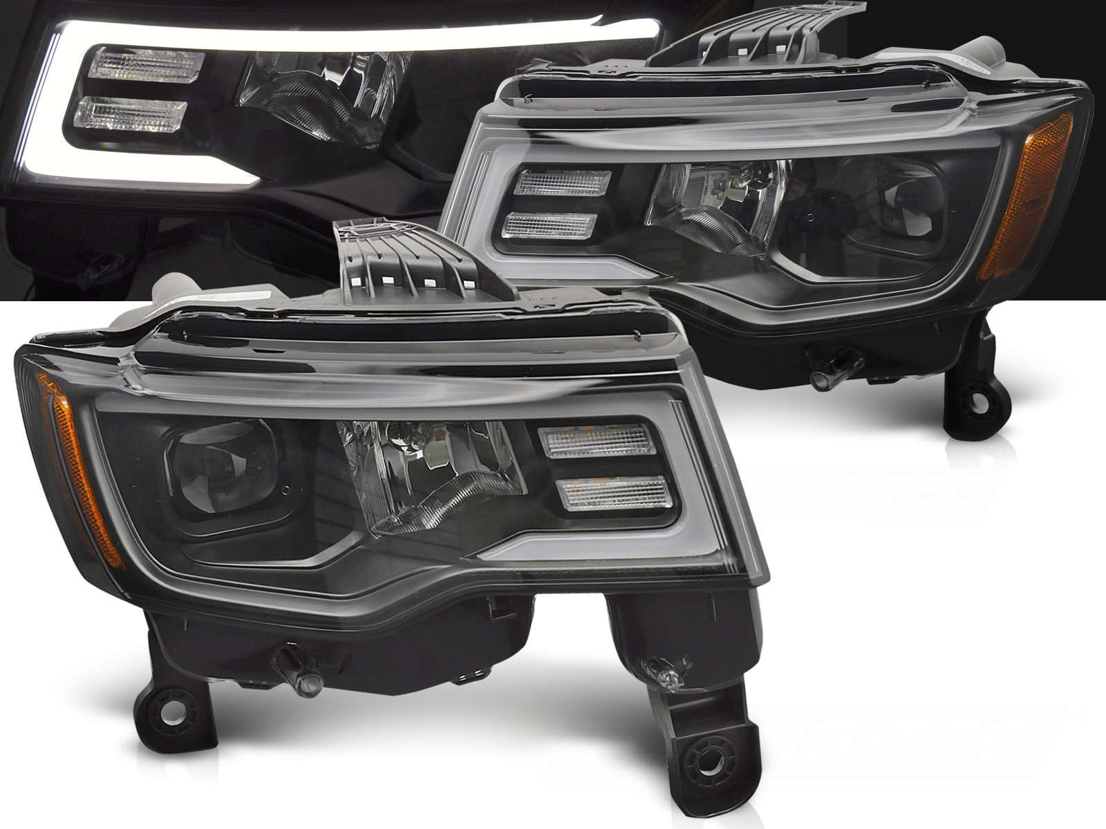 Predné svetlá Jeep Grand Cherokee WK2 16-21 Tube Light Black