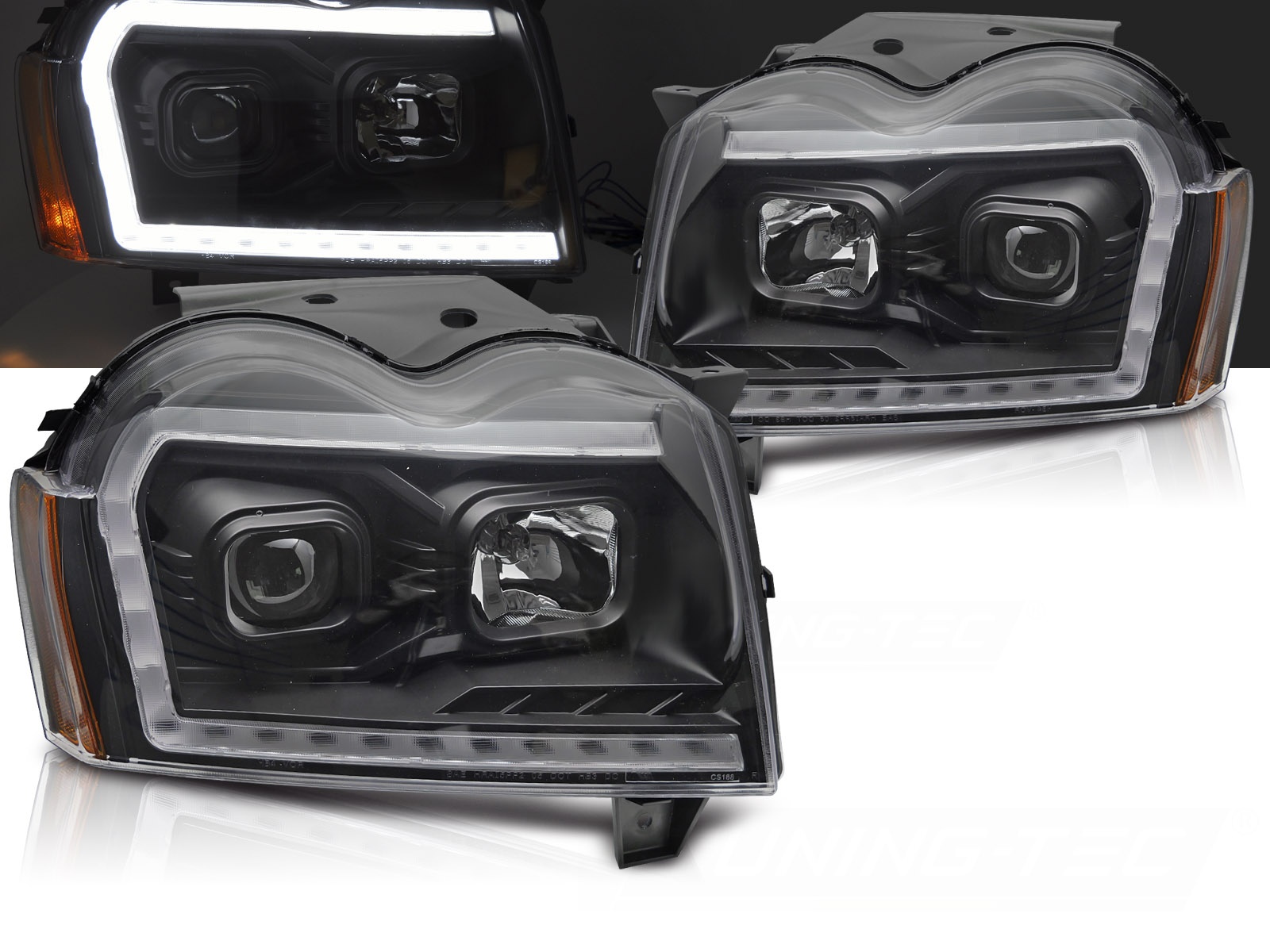 Predné svetlá Jeep Grand Cherokee WK 05-08 Tube Light Black