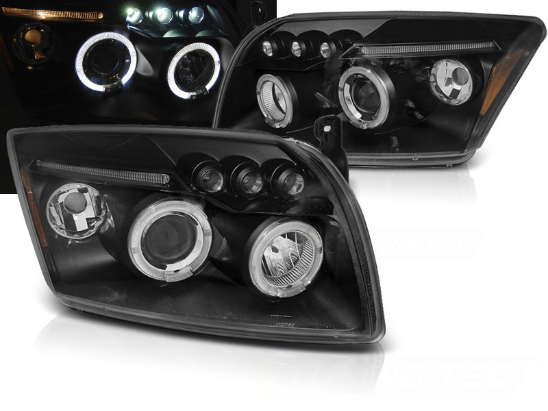 Predné svetlá Dodge Caliber 06-12 Angel Eyes Black