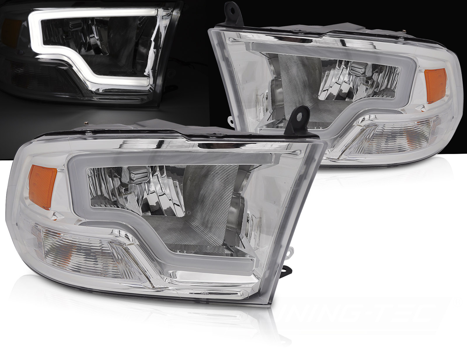 Predné svetlá Dodge Ram 09-18 Tube Light Chrome - 35