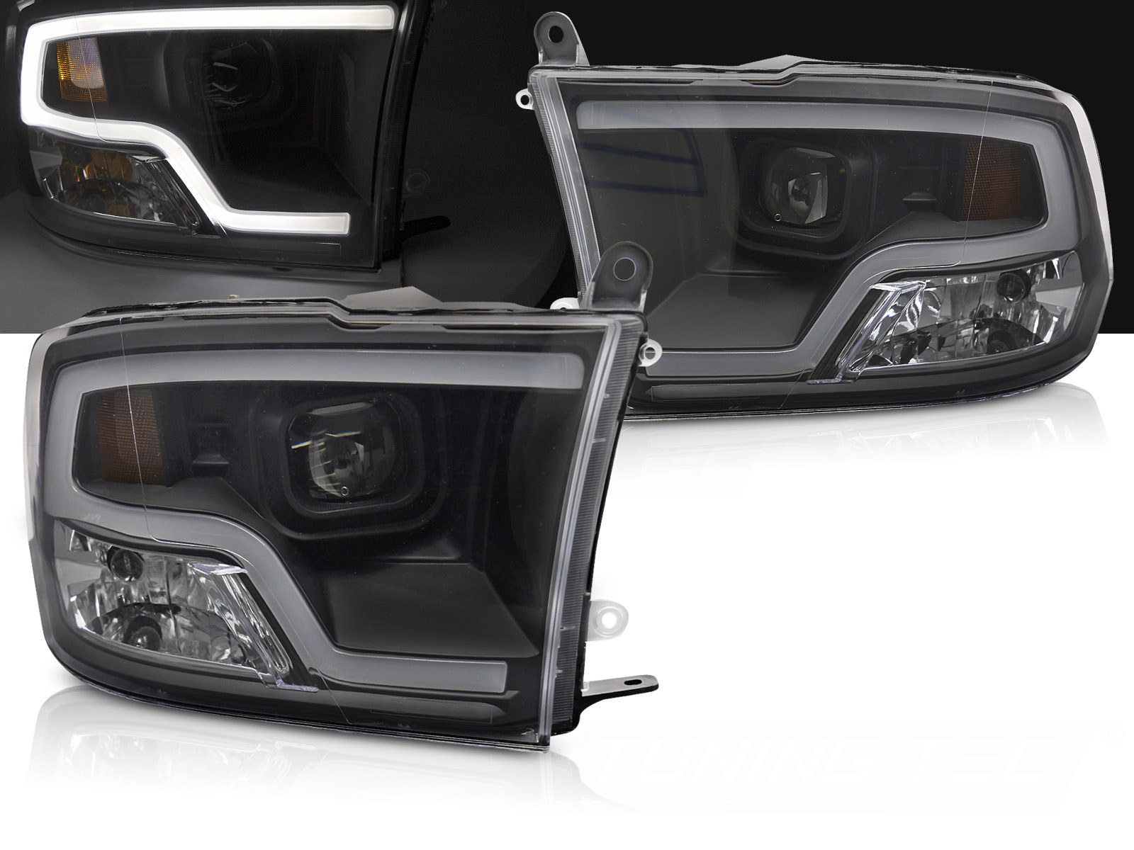 Predné svetlá Dodge Ram 09-18 Tube Light Projektor Black