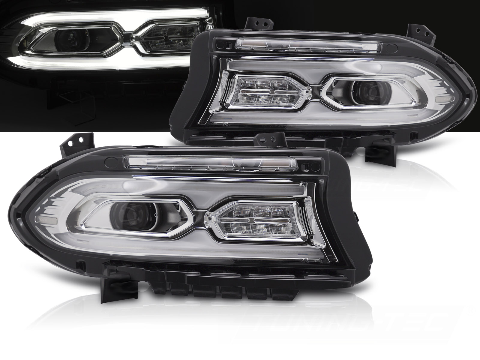 Predné Full LED svetlá Dodge Charger 14-23 DRL Chrome
