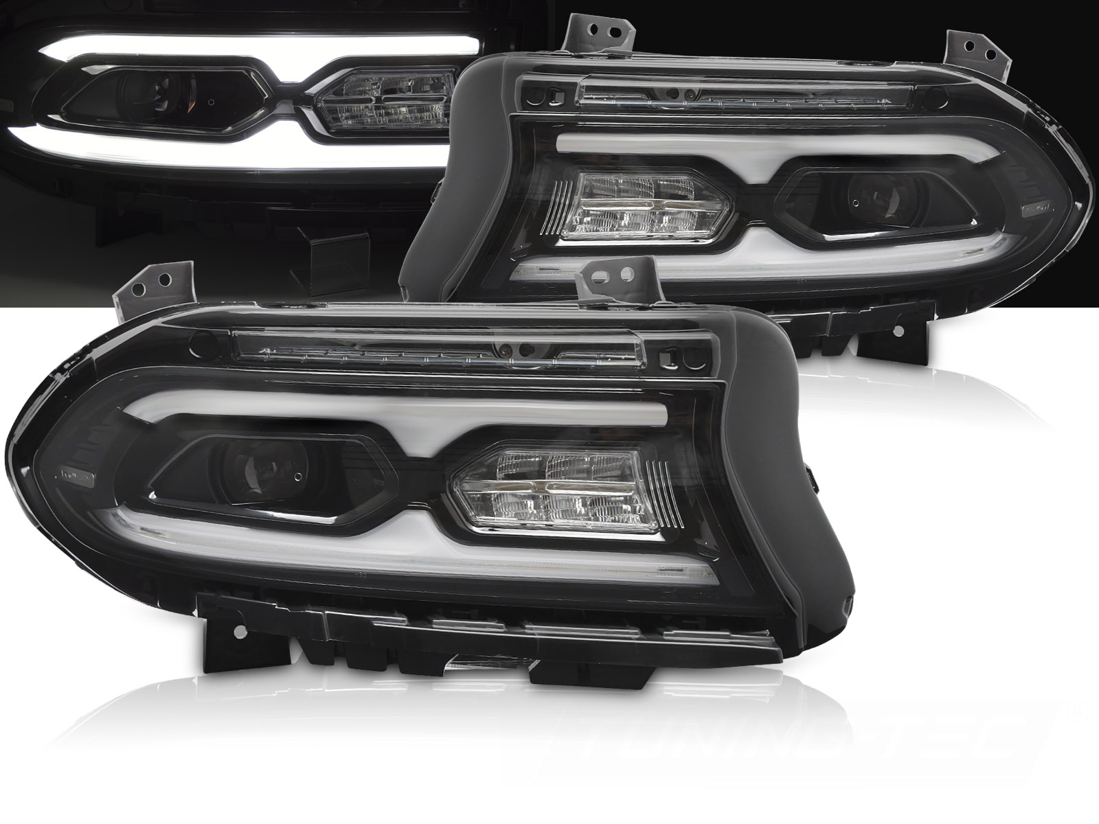 Predné Full LED svetlá Dodge Charger 14-23 DRL Black