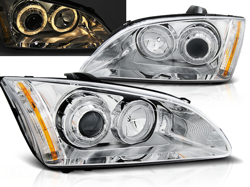 Predné svetlá Ford Focus II 04-08 Angel Eyes Chrome