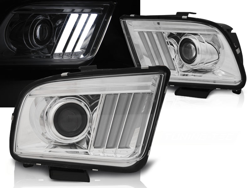 Predné svetlá Ford Mustang 04-09 Tube Light Chrome