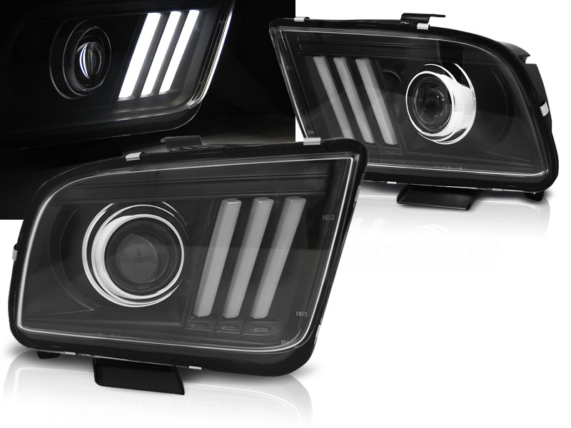 Predné svetlá Ford Mustang 04-09 Tube Light Black