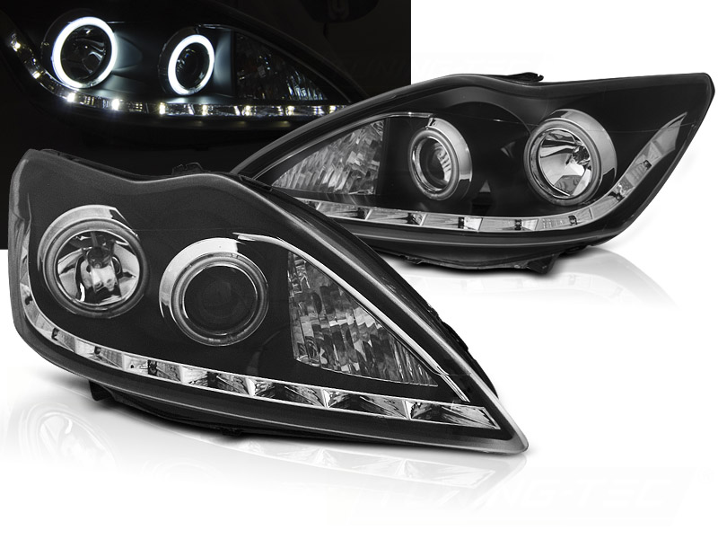 Predné svetlá Ford Focus II 08-10 Angel Eyes CCFL Black