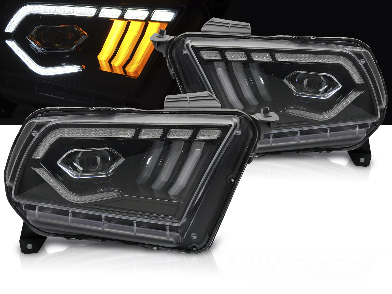 Predné Full LED svetlá Ford Mustang 10-13 DRL Black