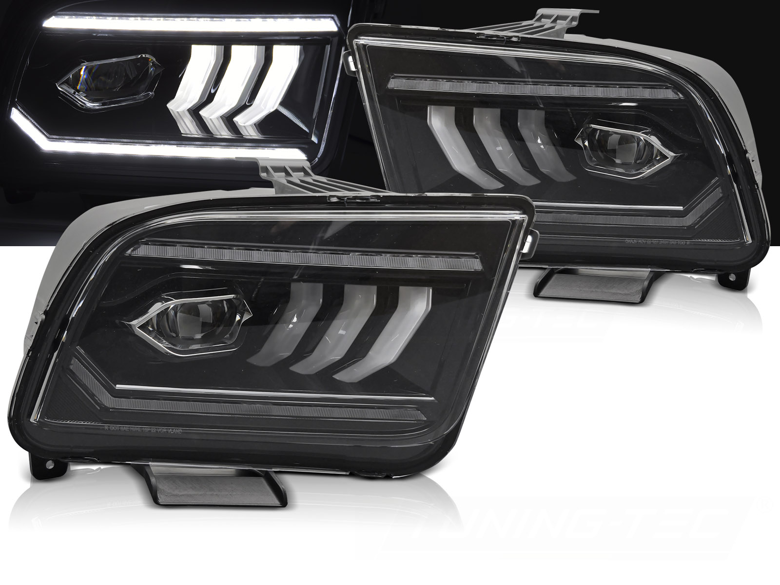 Predné Full LED svetlá Ford Mustang 04-09 Tube DRL Black