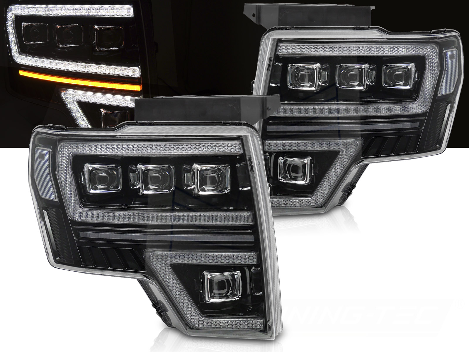 Predné Full LED svetlá Ford F-150 08-14 DRL Black