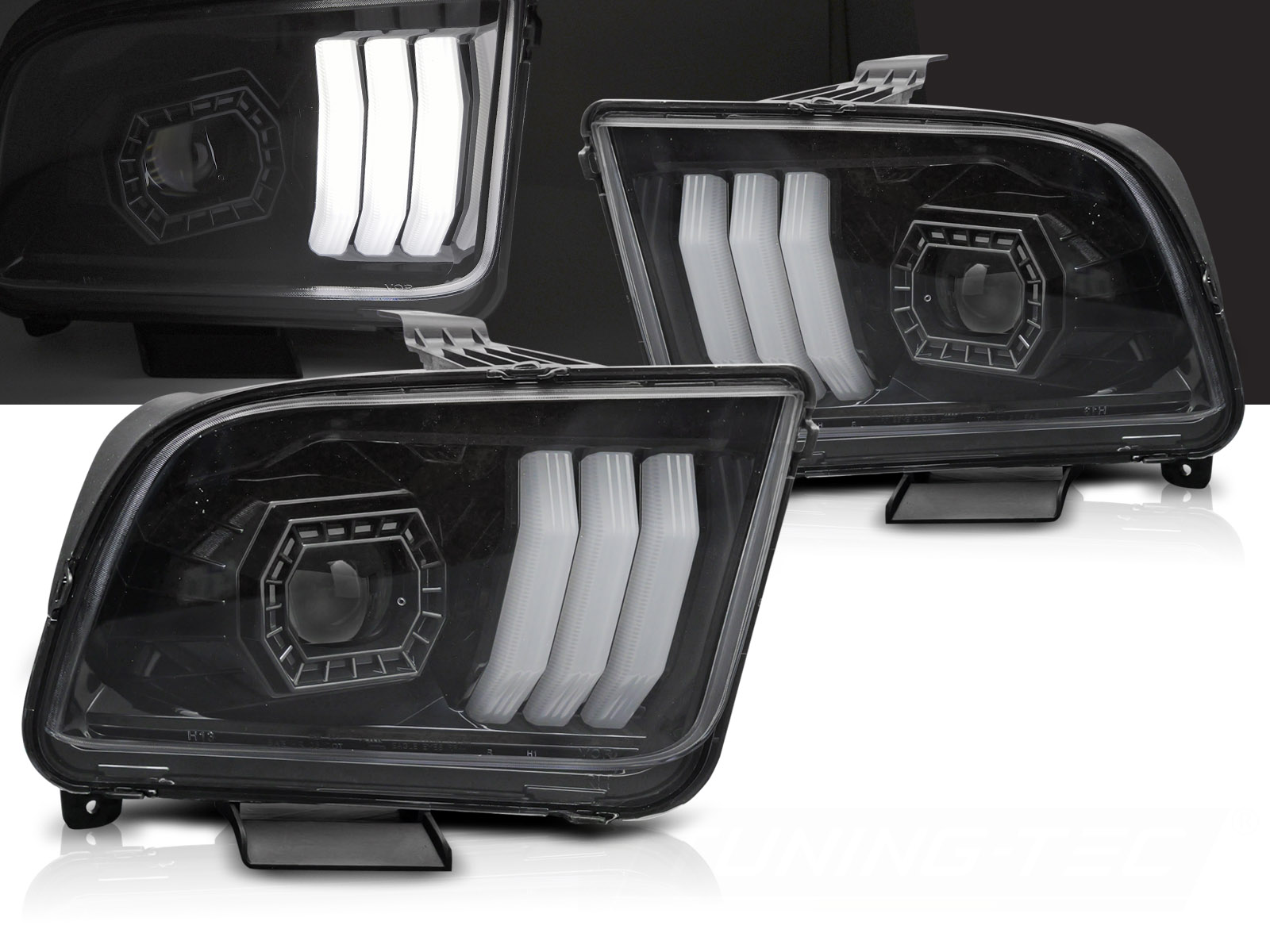 Predné svetlá Ford Mustang 04-09 Tube Light Black (H9)