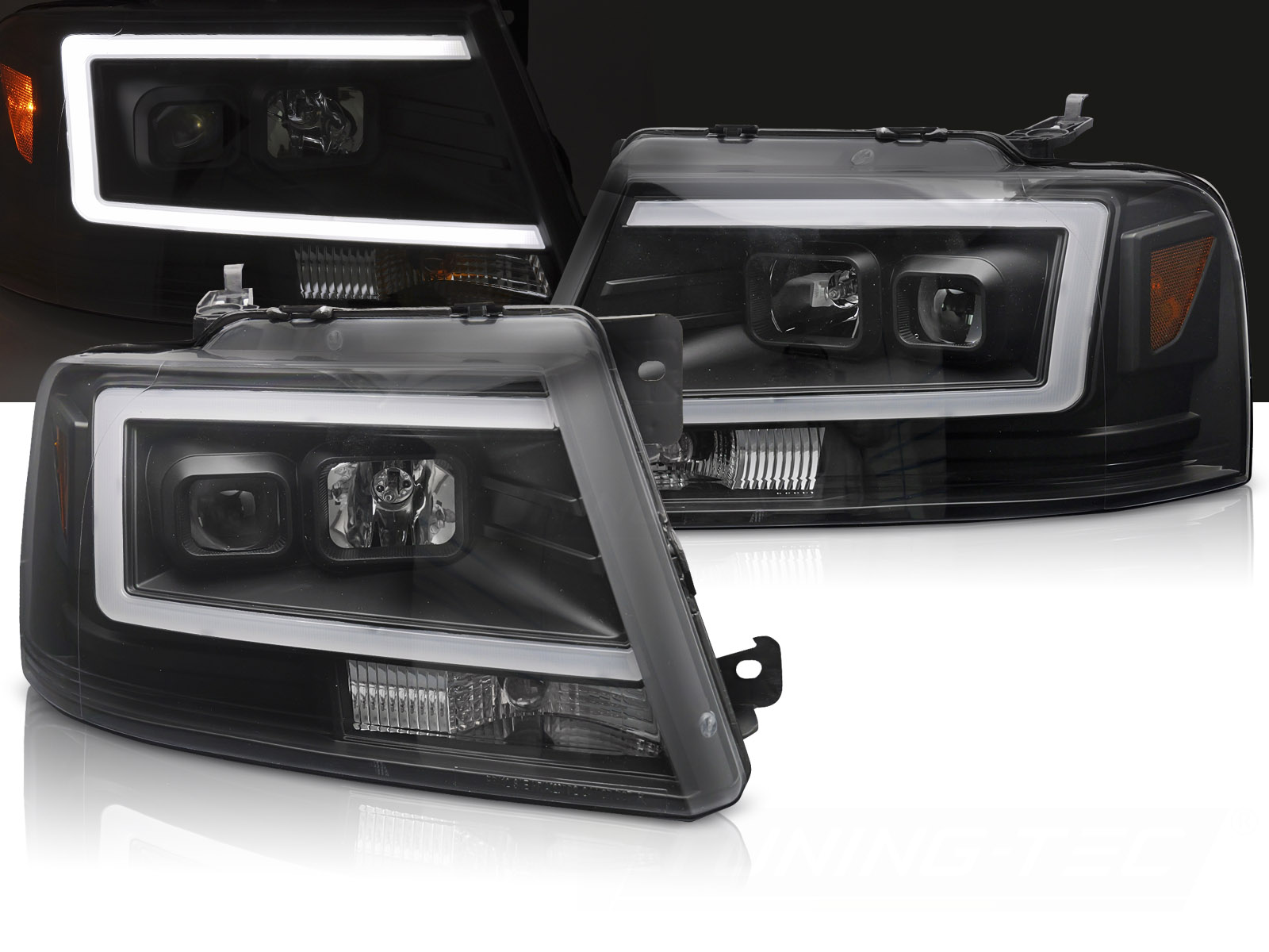 Predné svetlá Ford F-150 04-08 Tube Light Black