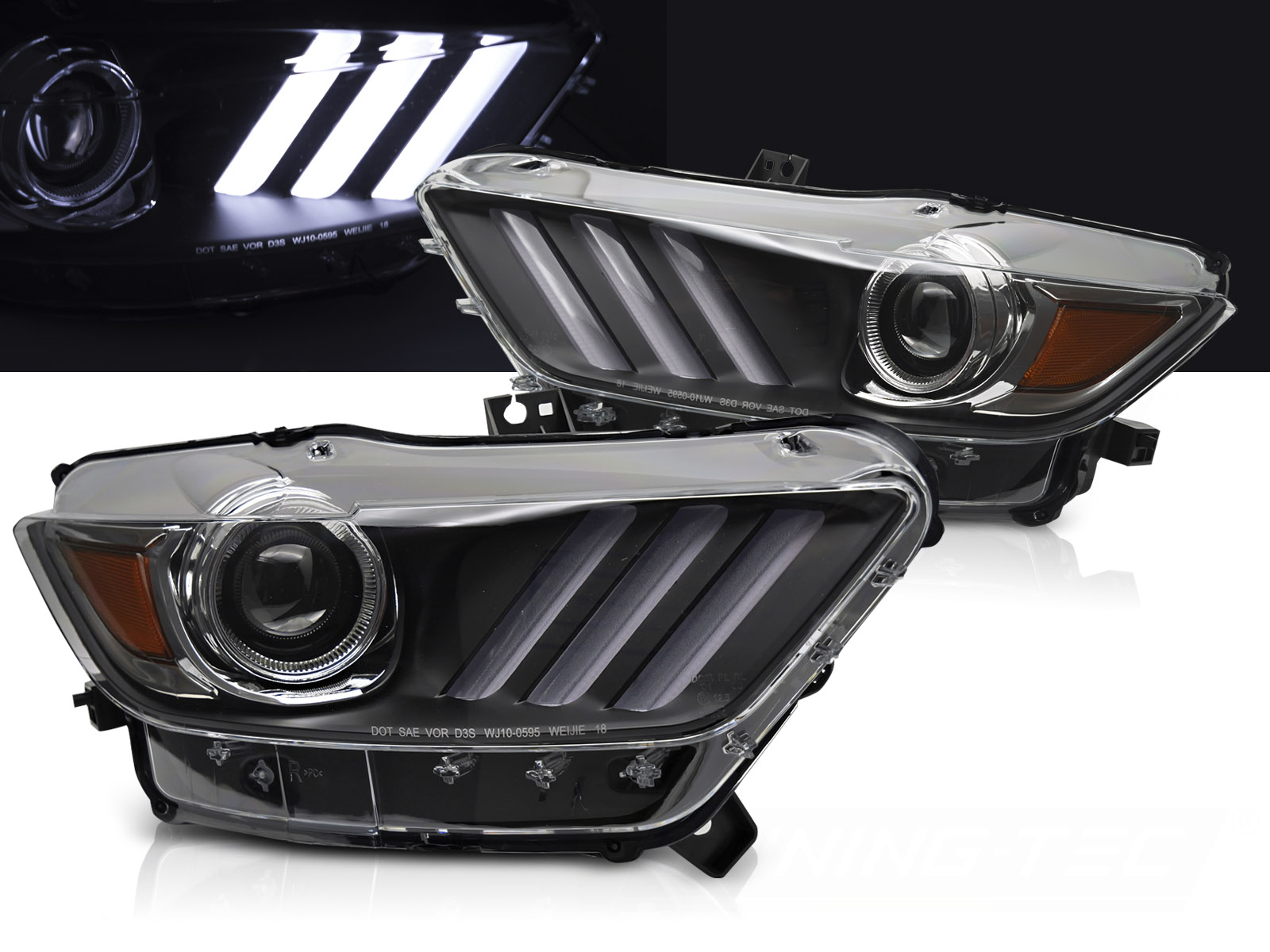 Predné xenónové svetlá Ford Mustang 14-17 DRL Black