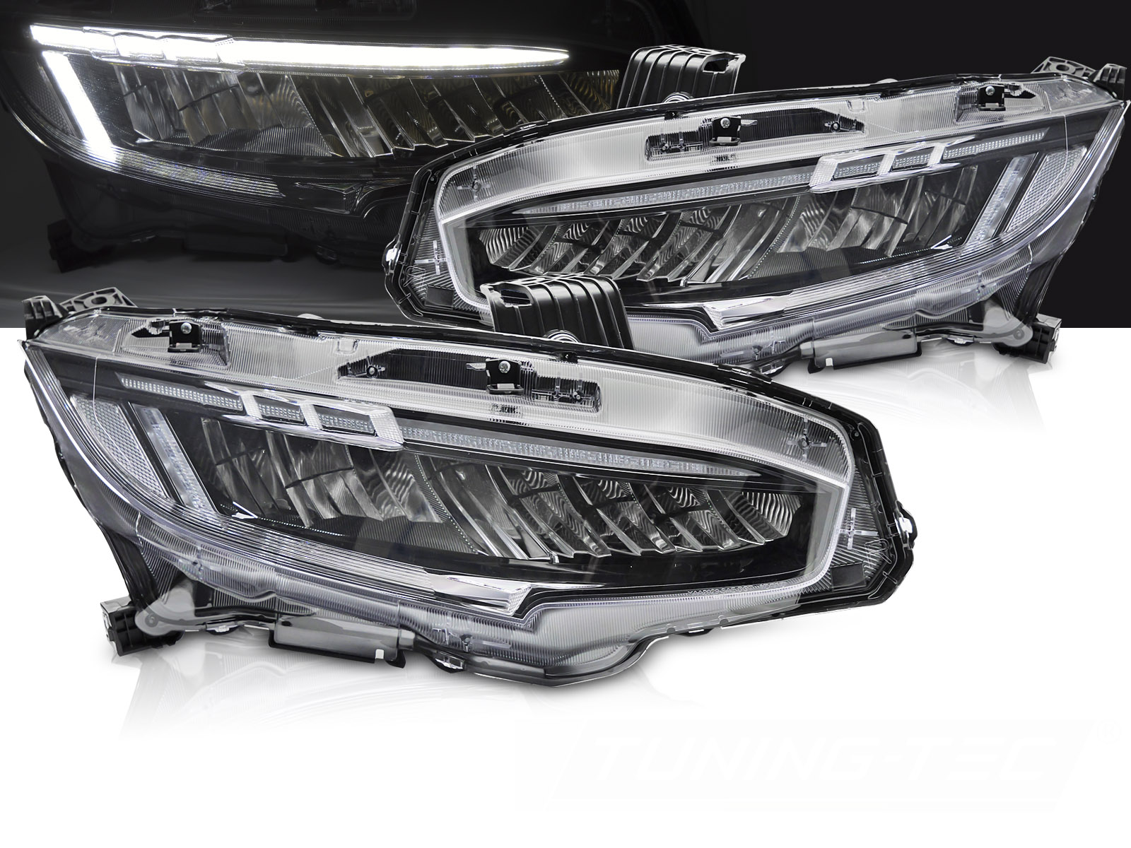 Predné Full LED svetlá Honda Civic X 16-21 Black (uvítacie svetlo)