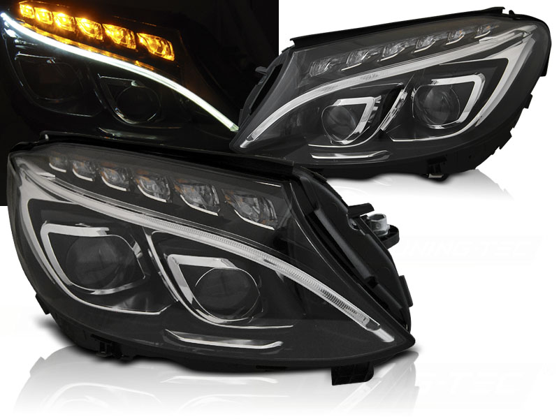 Predné Full LED svetlá Mercedes C trieda W205 14-18 DRL Black