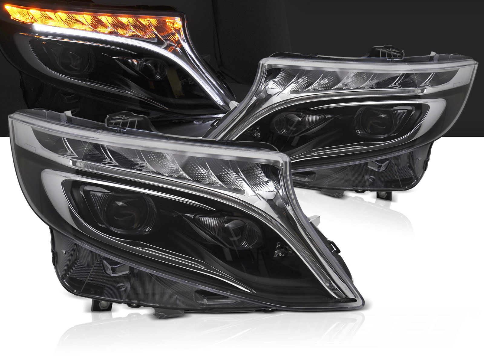 Predné Full LED svetlá Mercedes Vito / V trieda W447 14-23 DRL Black