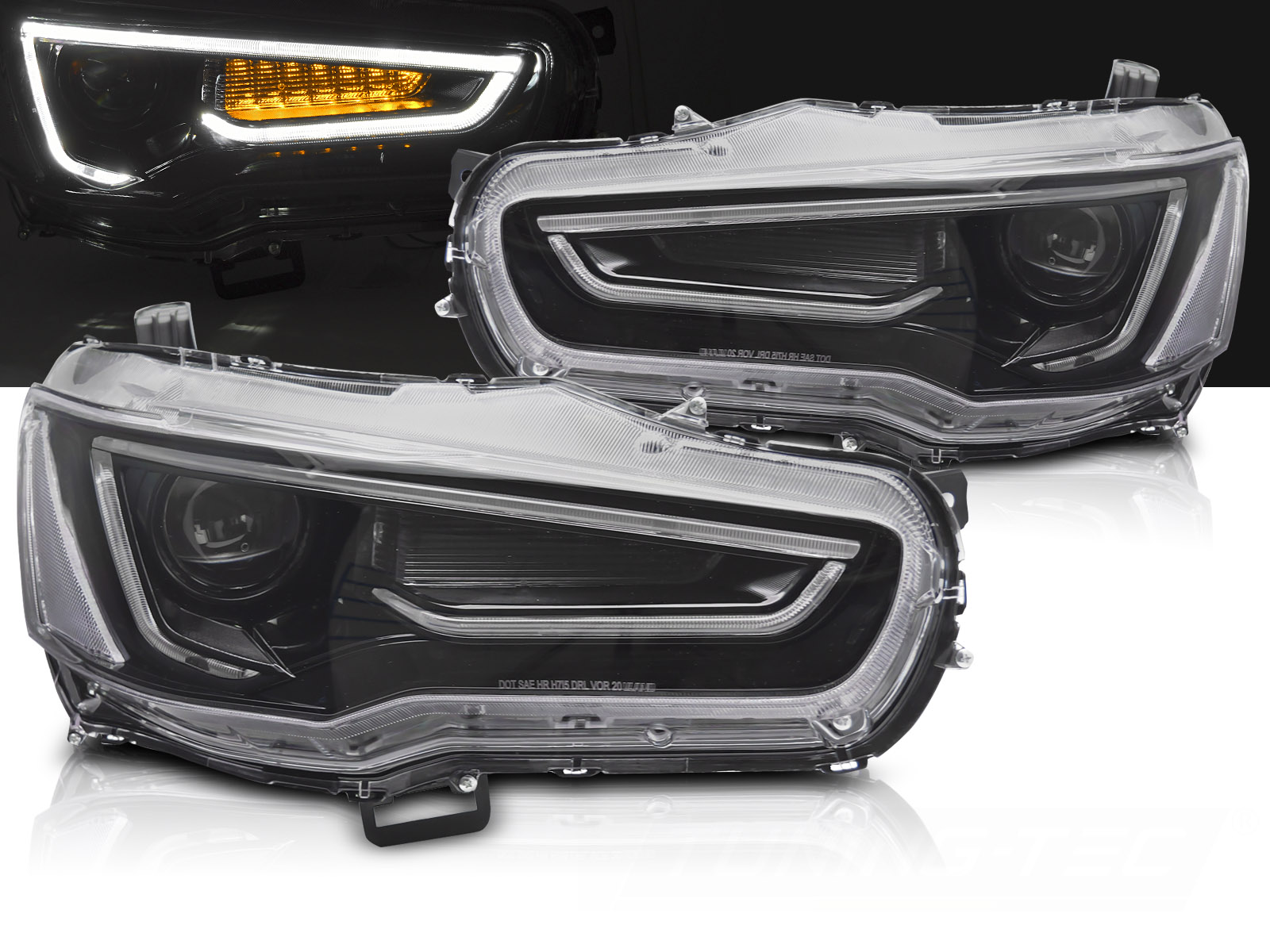 Predné svetlá Mitsubishi Lancer VIII 08-16 Tube Light Black