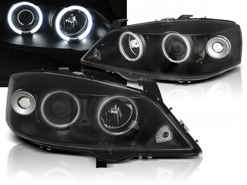 Predné svetlá Opel Astra G 97-04 Angel Eyes CCFL Black