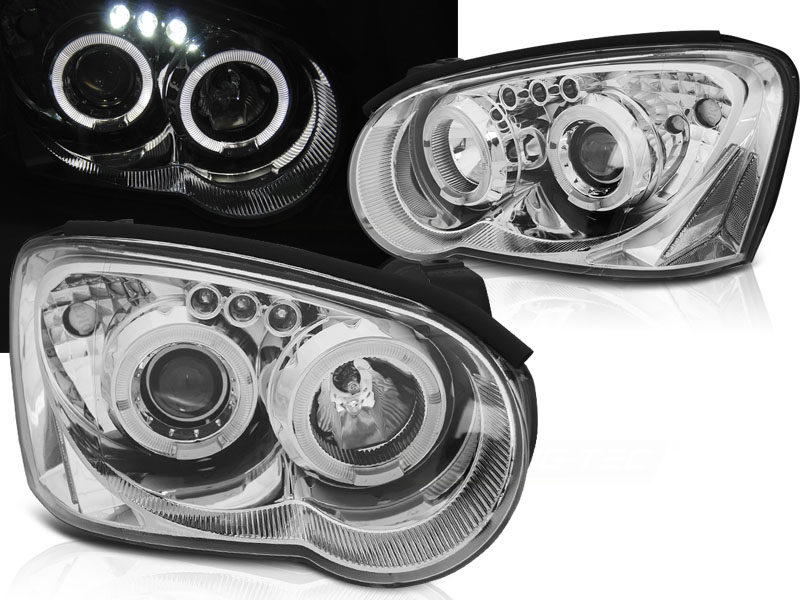 Predné svetlá Subaru Impreza II 03-05 Angel Eyes Chrome
