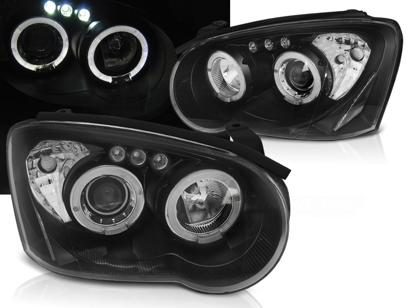 Predné svetlá Subaru Impreza II 03-05 Angel Eyes Black