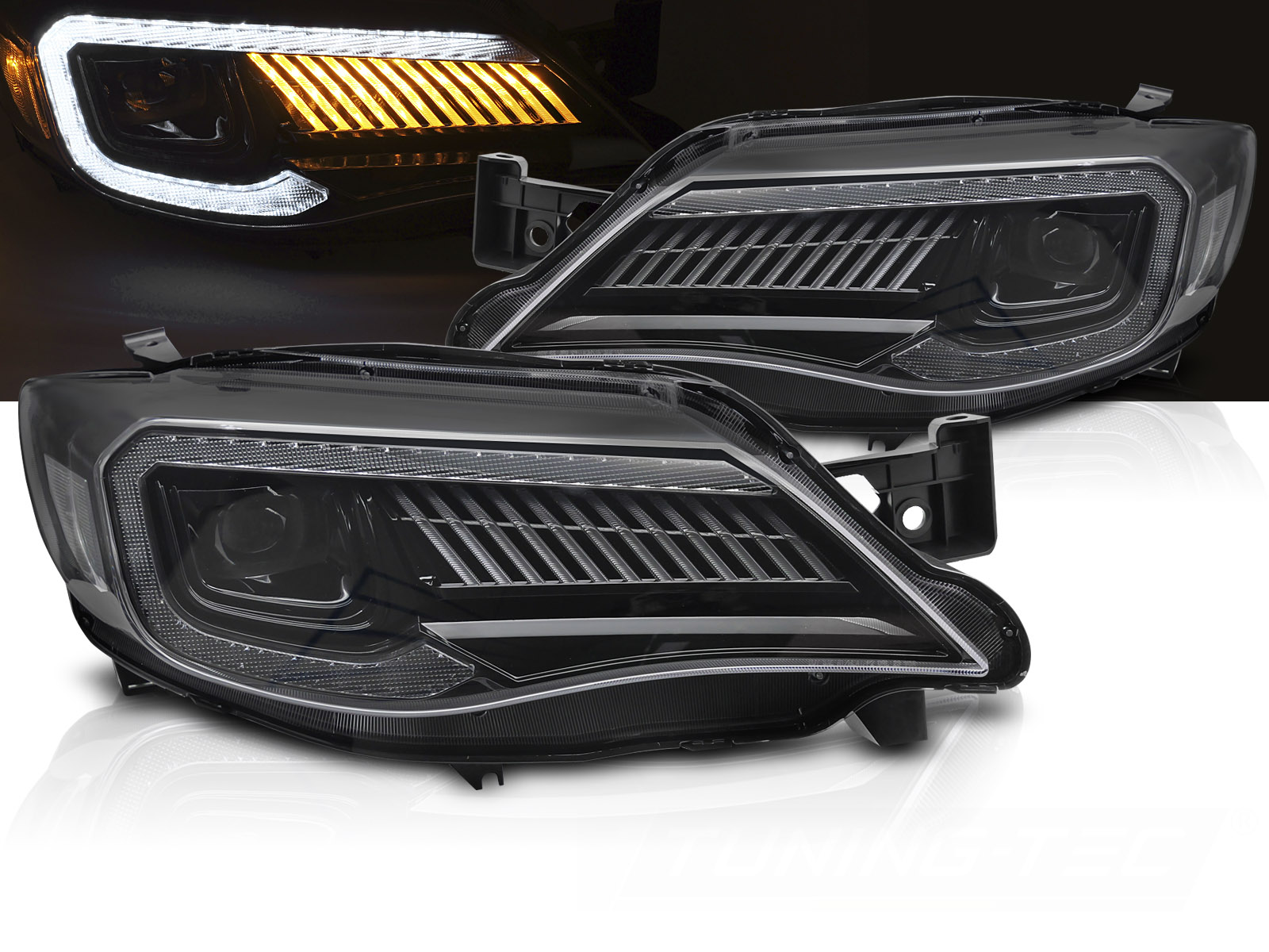 Predné Full LED svetlá Subaru WRX 08-14 Tube Light Black