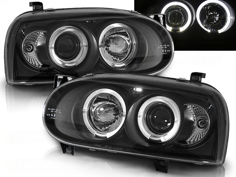 Predné svetlá Volkswagen Golf III 91-97 Angel Eyes Black