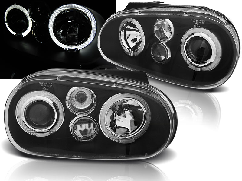 Predné svetlá Volkswagen Golf IV 97-03 Angel Eyes Black