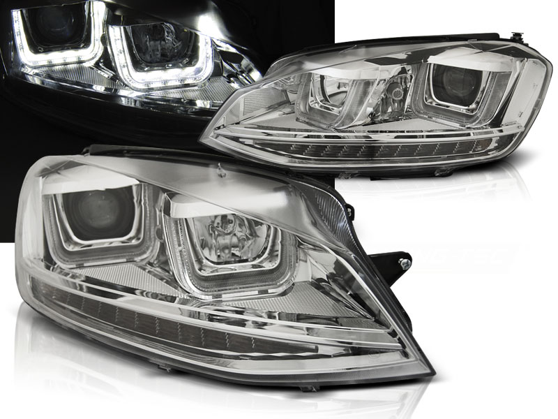 Predné svetlá Volkswagen Golf VII 12-17 U-LED DRL Chrome