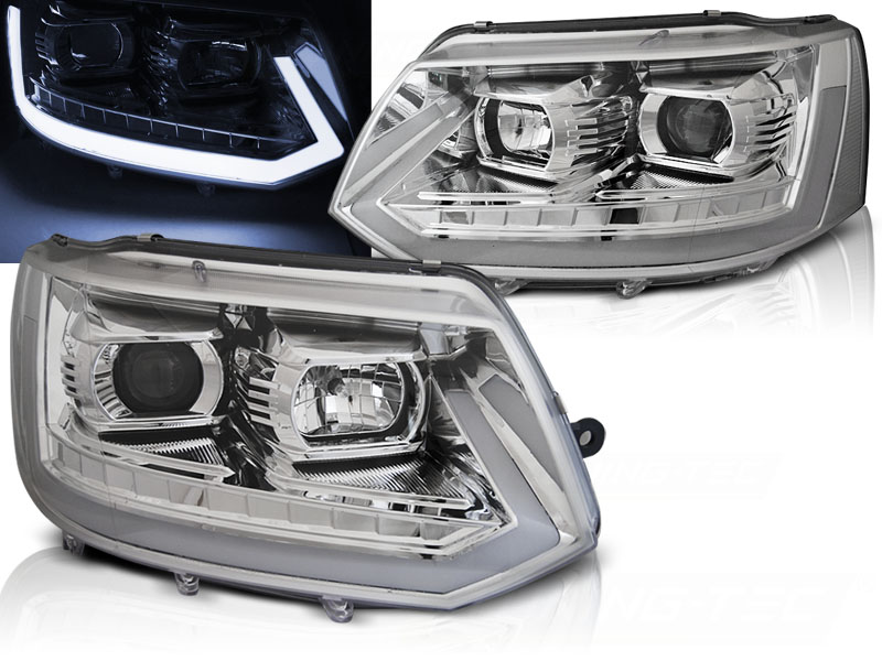 Predné svetlá Volkswagen Transporter T5 10-15 Tube Light Chrome