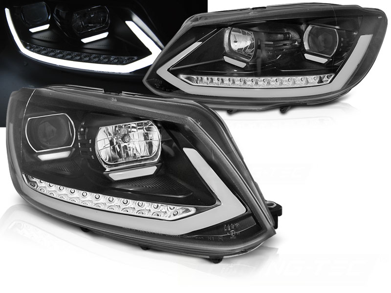 Predné svetlá Volkswagen Touran I 10-15 Tube Light DRL Black