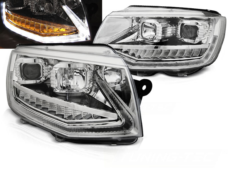 Predné svetlá Volkswagen Transporter T6 15-19 Tube Light DRL Chrome