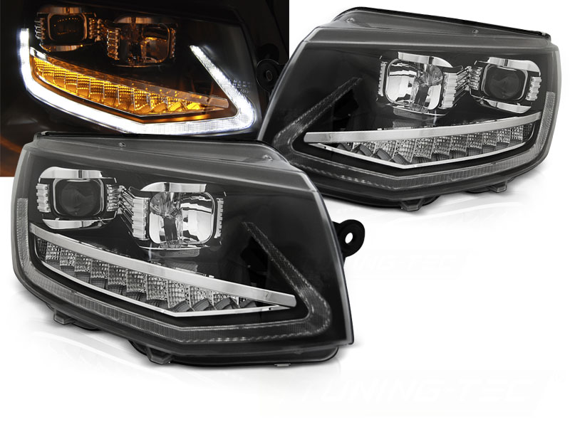 Predné svetlá Volkswagen Transporter T6 15-19 Tube Light DRL Black