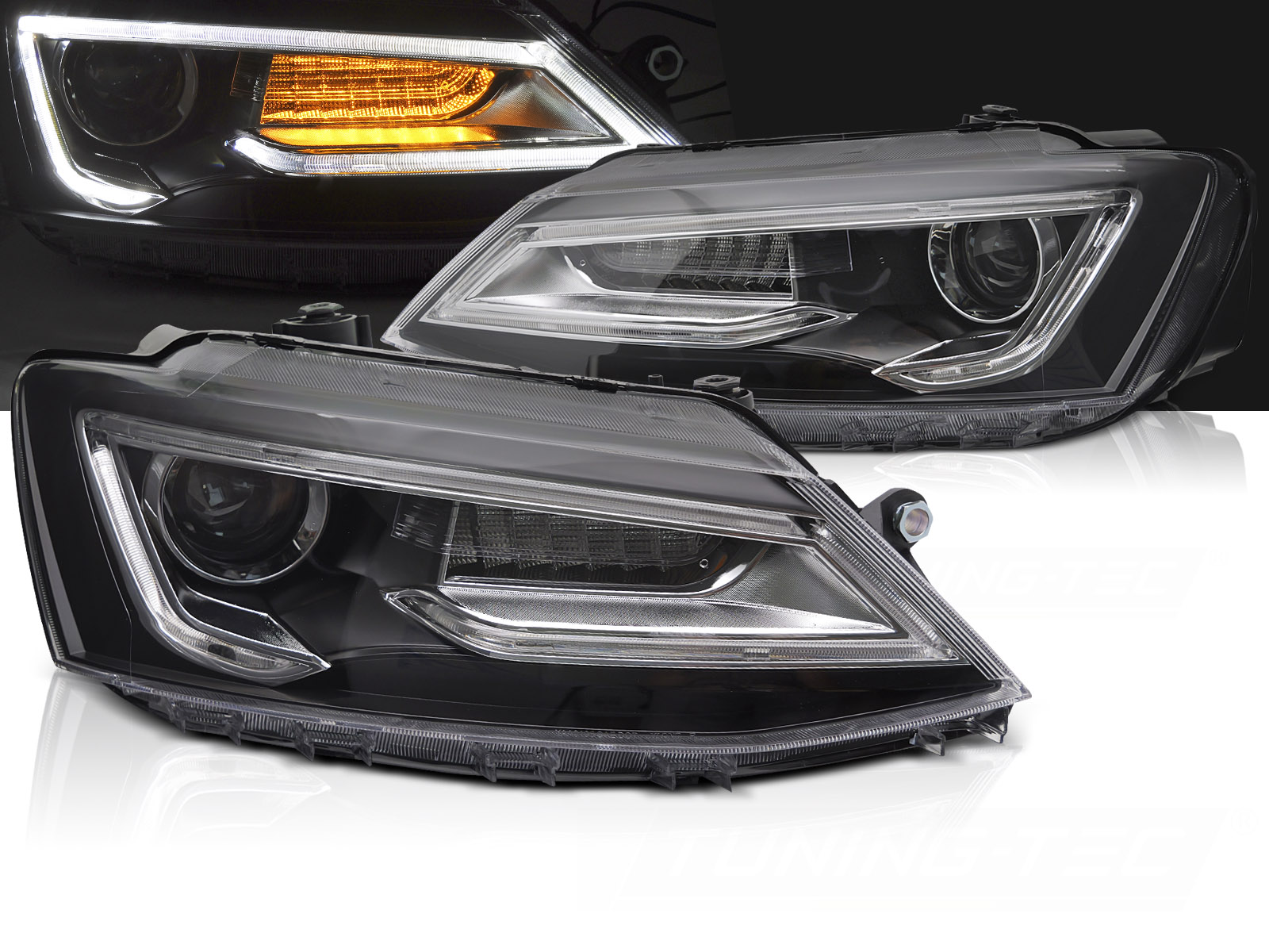 Predné svetlá Volkswagen Jetta VI 11-18 Tube Light Black