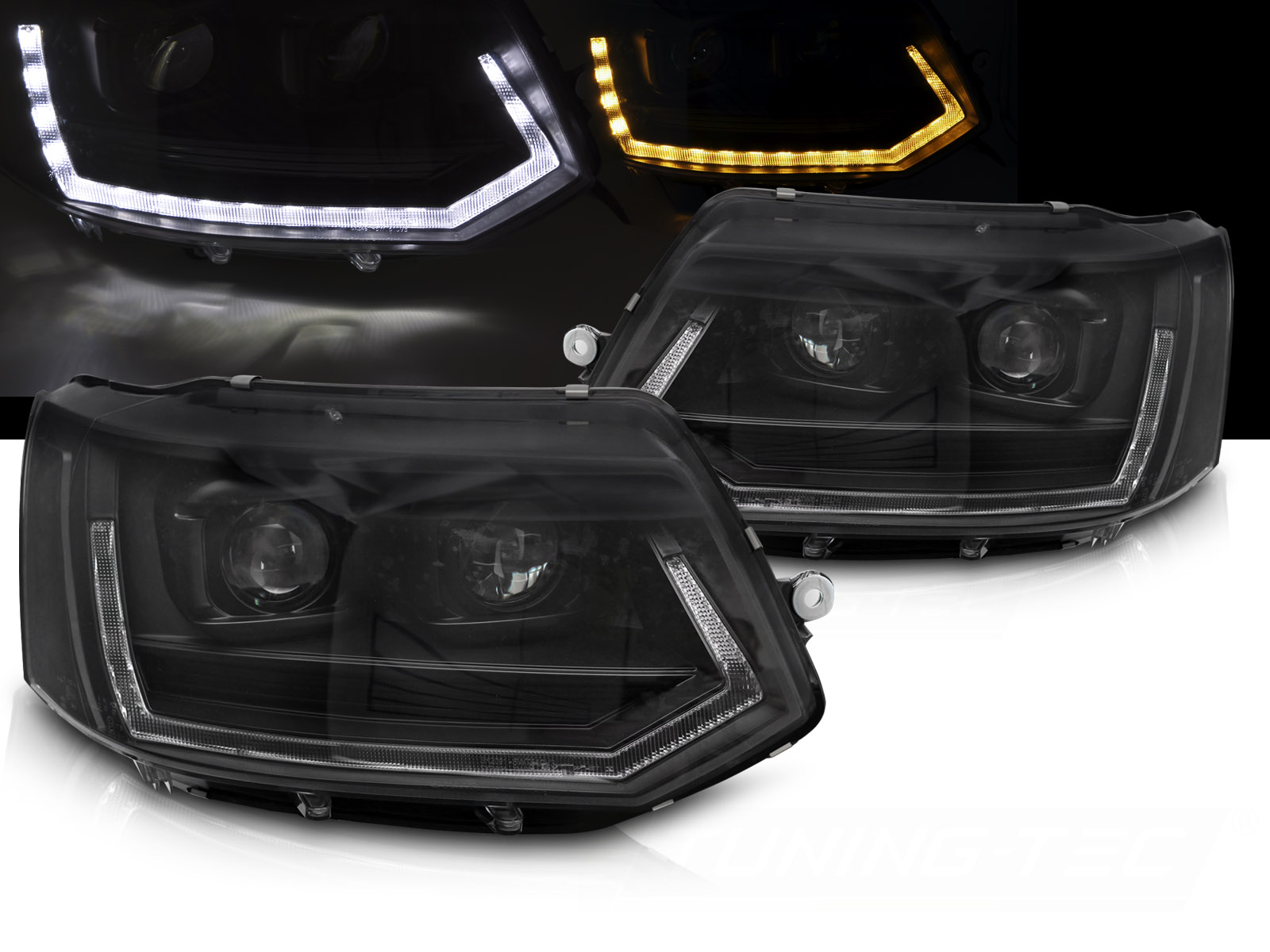 Predné Full LED svetlá Volkswagen Transporter T5 10-15 Tube T6 Look Black