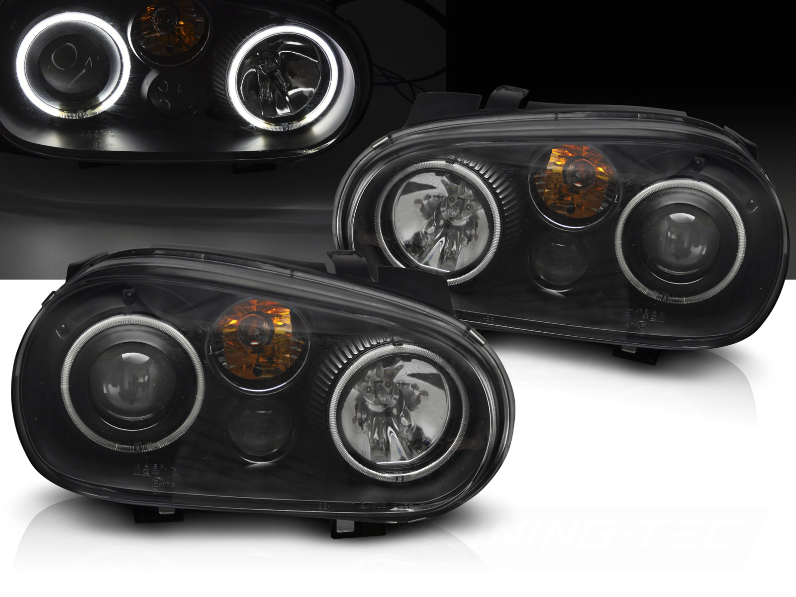 Predné svetlá Volkswagen Golf IV 97-03 Angel Eyes CCFL Black