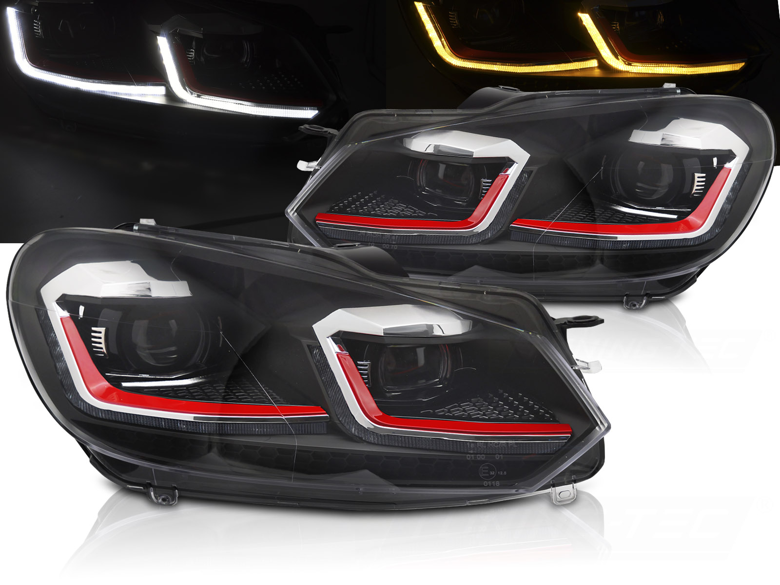 Predné svetlá Volkswagen Golf VI 08-12 Red Line LED DRL