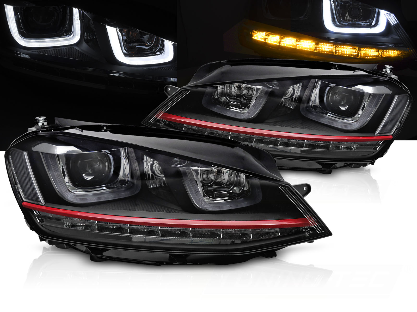 Predné svetlá Volkswagen Golf VII 13-17 Red Line LED DRL (prísvit do zákruty)