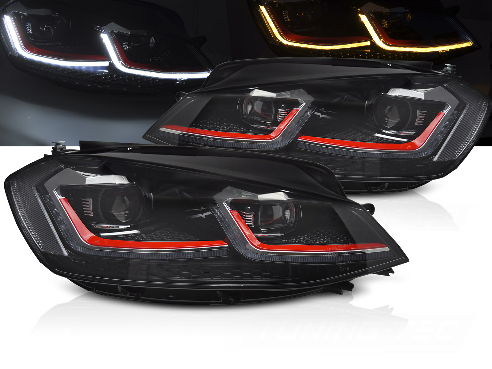 Predné Full LED svetlá Volkswagen Golf VII 17-19 Red SEQ DRL