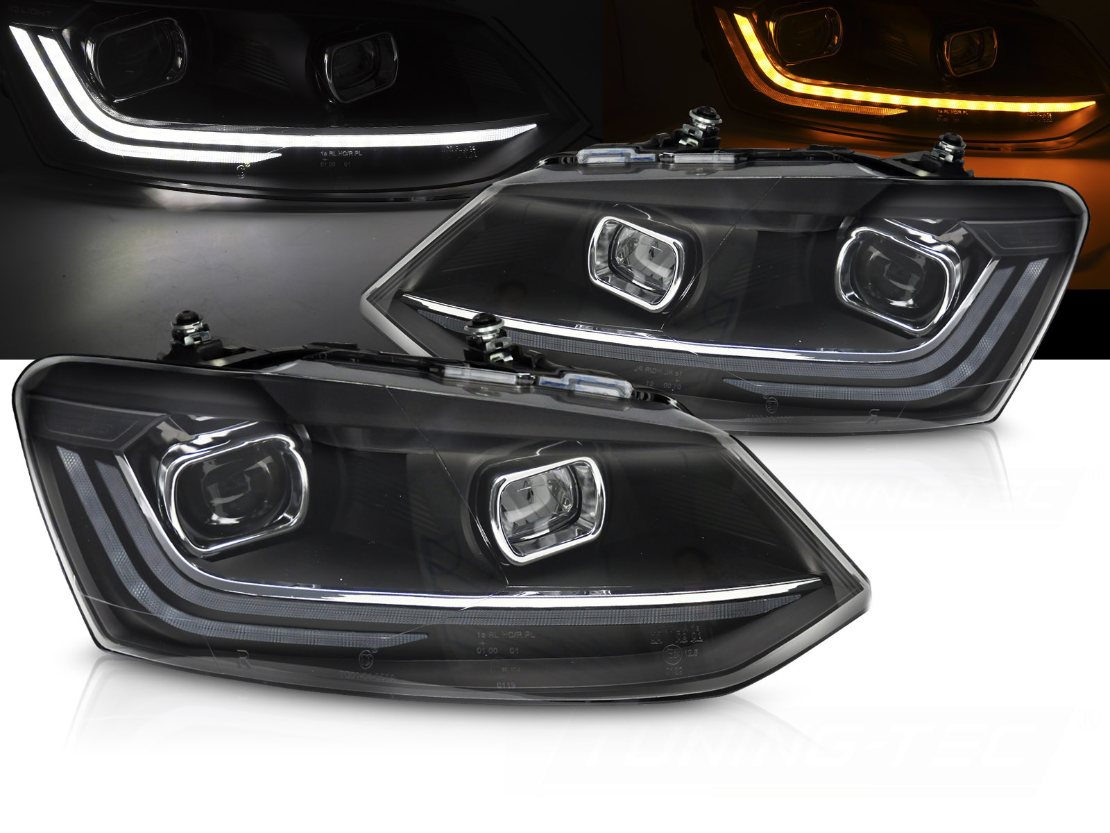 Predné svetlá Volkswagen Polo V 6R 09-17 Silver Line LED DRL