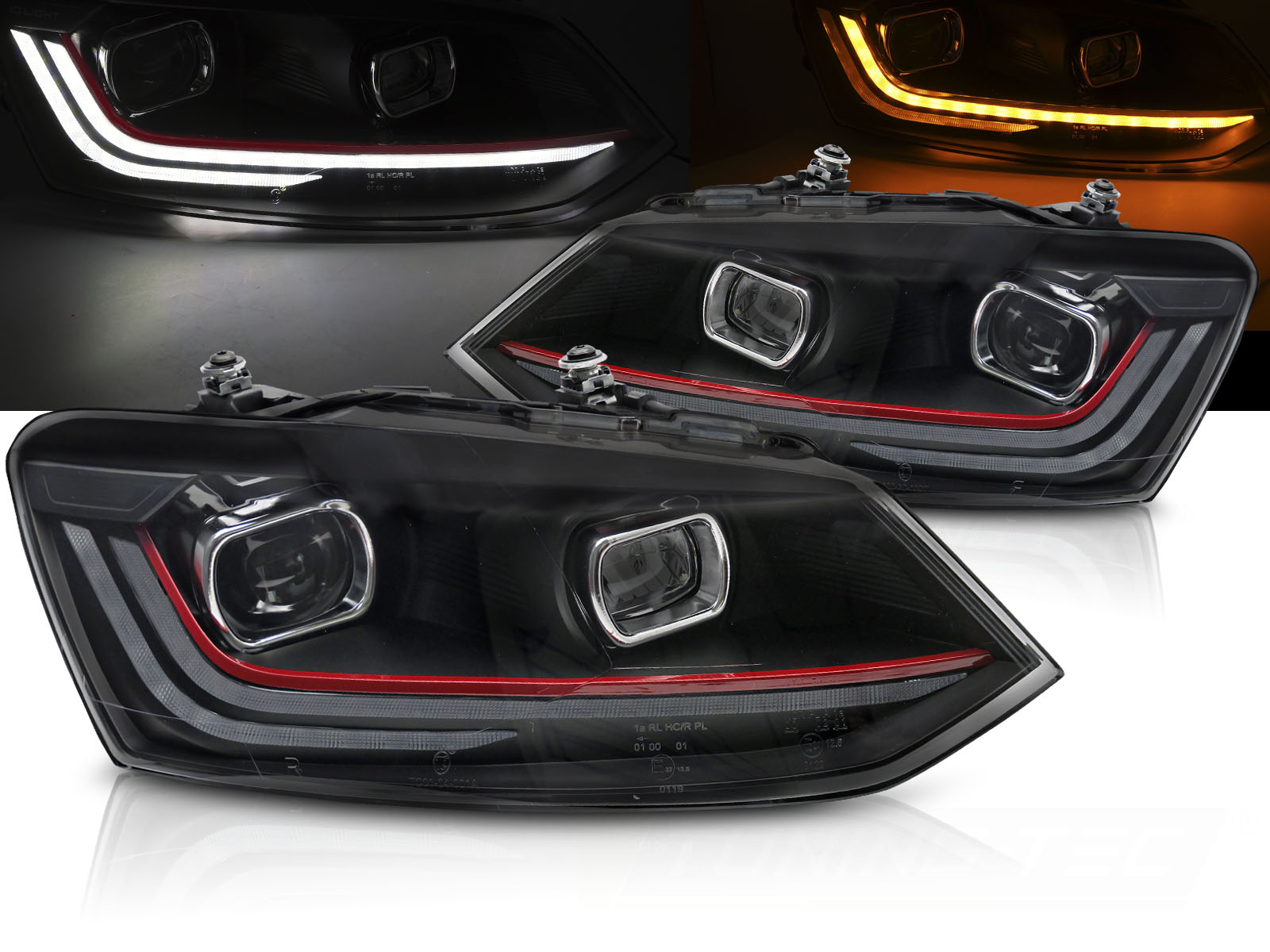 Predné svetlá Volkswagen Polo V 6R 09-17 Red Line LED DRL
