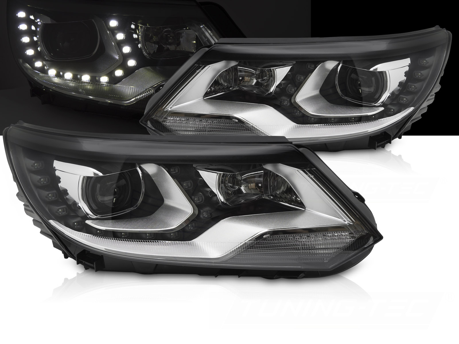 Predné svetlá Volkswagen Tiguan I 11-15 LED DRL Black