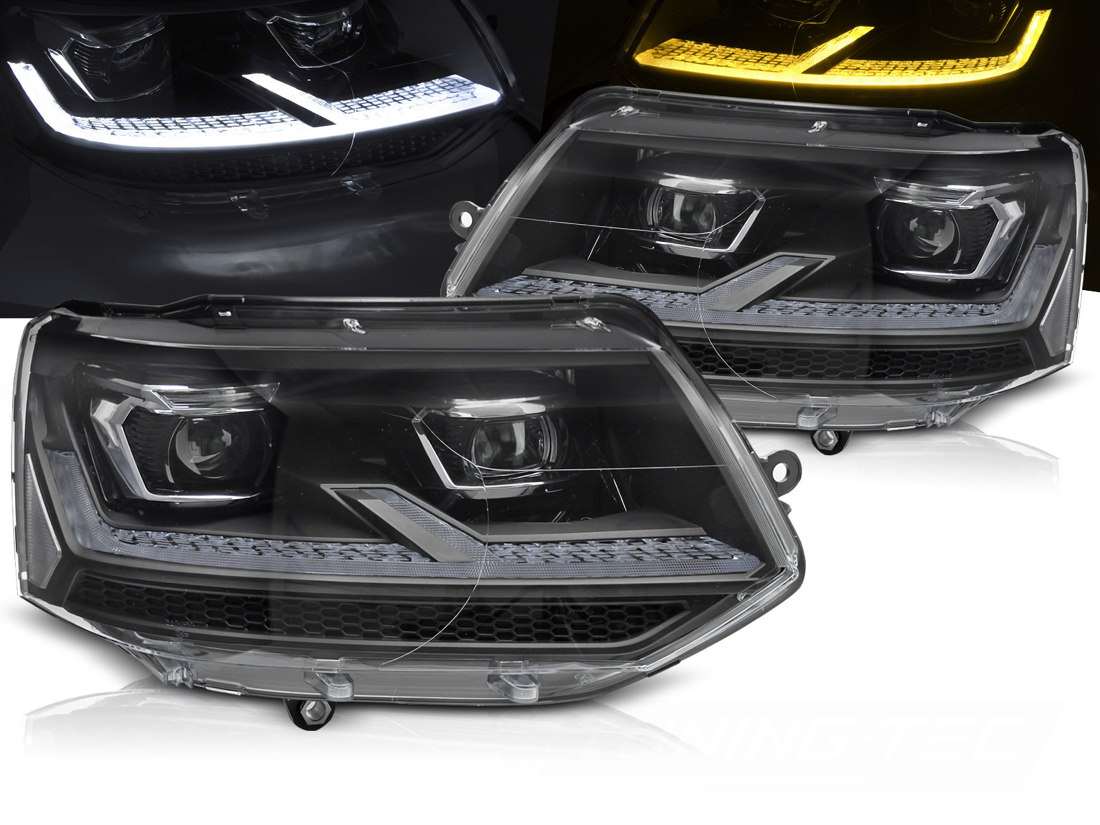 Predné Full LED svetlá Volkswagen Transporter T5.1 10-15 DRL Chrome