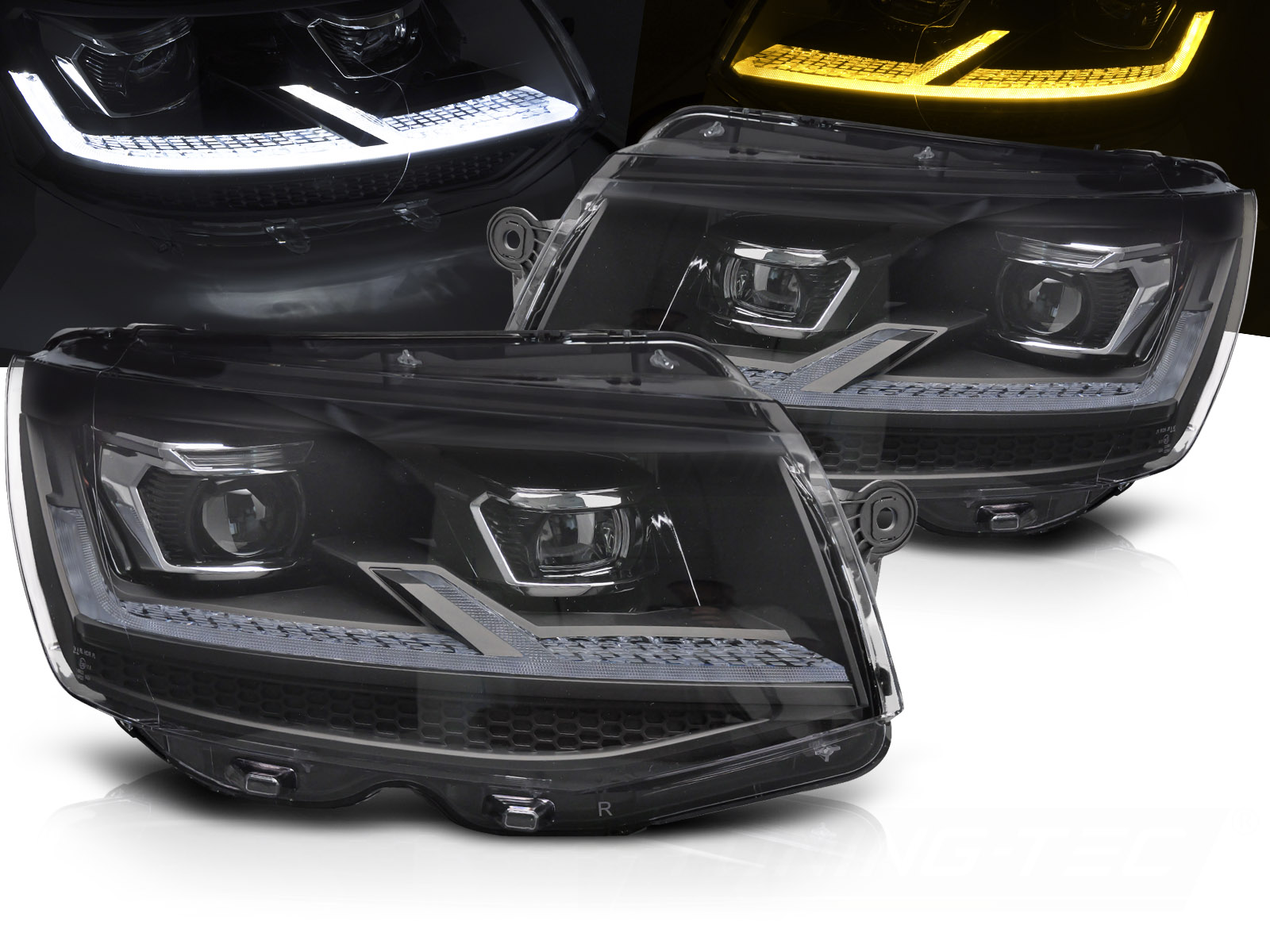 Predné Full LED svetlá Volkswagen Transporter T6 15-19 SEQ DRL Black Chrome