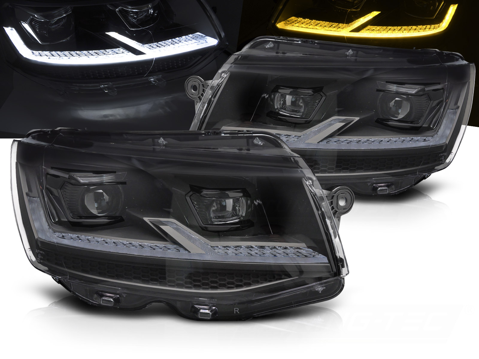 Predné Full LED svetlá Volkswagen Transporter T6 15-19 SEQ DRL Black