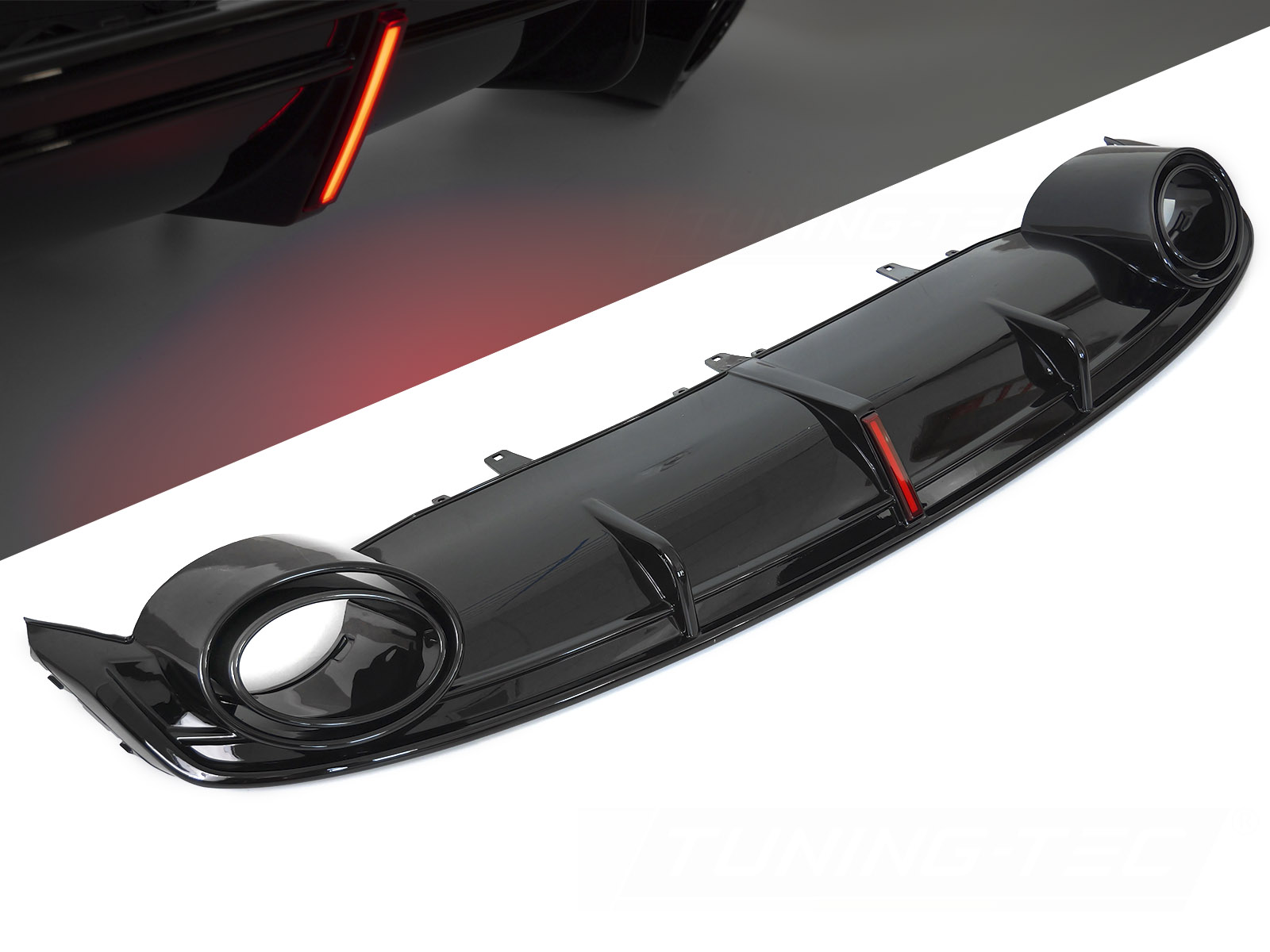 Difúzor Audi A7 C7 10-14 Twin Outlet Glossy Black s LED brzdovým svetlom Sport Style