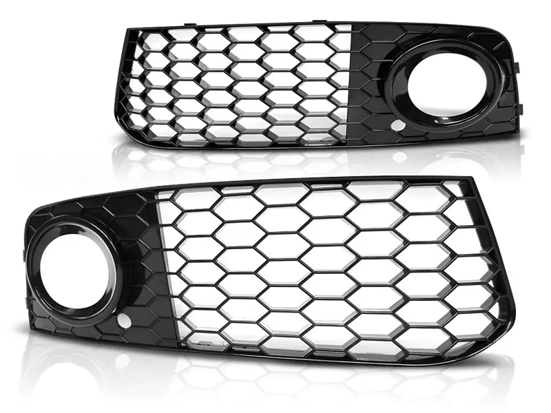 Fog Light Grilles Audi A4 B8 08-11 Glossy Black